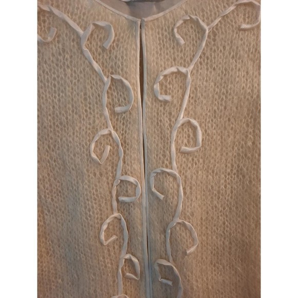 Vtg Ladies 1950’s Cyn-Les Sm Wool Mohair Satin Trim Cardigan British Hong Kong - Picture 6 of 8